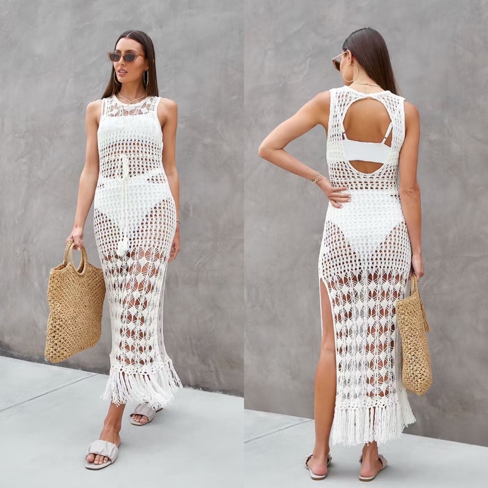 🦃BLACK FRIDAY SALE🦃 Mai Tai Mood Cream Crochet Maxi Dress - Picture 4 of 6